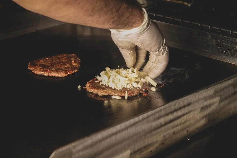 Chef cooking over commercial grill generating grease that flows to trap below